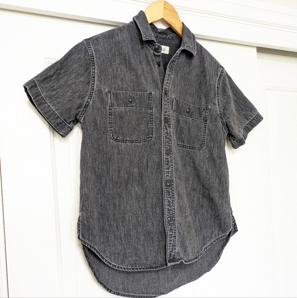 MADEWELL Denim Oversized Ex-Boyfriend Shirt in Lunar Black XXSmall Womens MA666 - Picture 4 of 12